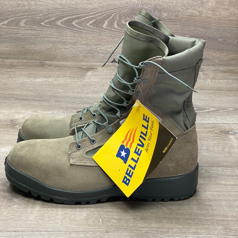 Belleville 600 ST Combat Boots Mens 12 R Sage Green Steel Toe Vibram Military